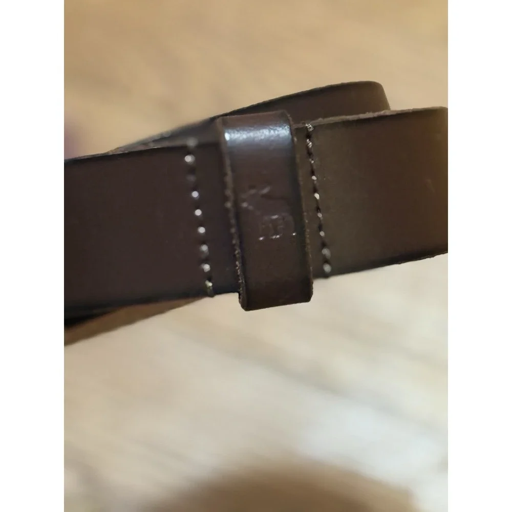 Vintage Abercrombie & Fitch 100% Leather Belt Size Kids 9-12Y Brown Moose Logo